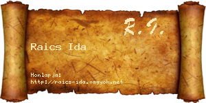 Raics Ida névjegykártya
